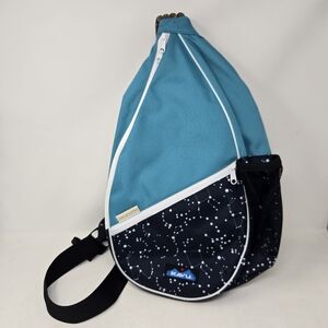KAVU Paxton Pack Rope Bag Stargaze Stars Galaxy Aqua Blue